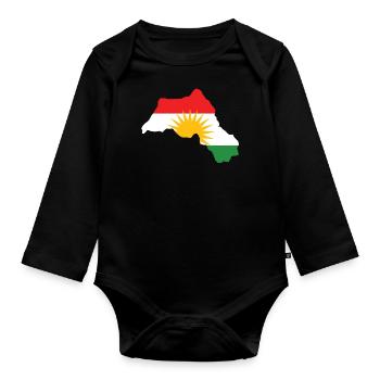 Kurdistan Map Flag Gift Idea - Organic Longsleeve Baby Bodysuit - black - Front