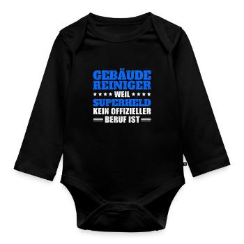Gebäudereiniger Fensterputzer - Superheld - Baby Bio-Langarm-Body - Schwarz - Vorne