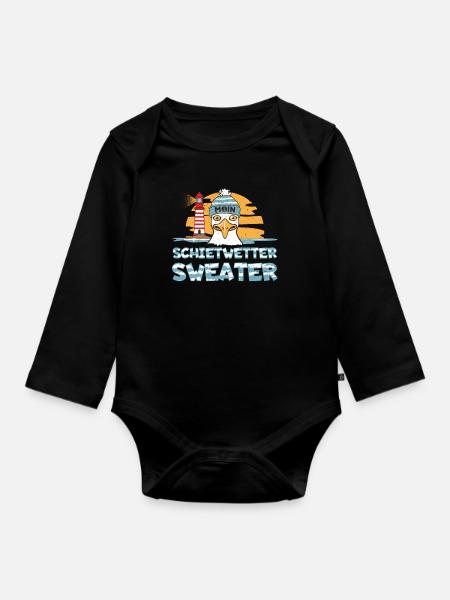 Möwe Leuchtturm Norddeutsche Schietwetter Strand - Baby Bio-Langarm-Body - Schwarz