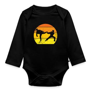 Karaté idée cadeau original sport de combat - Body Bébé bio manches longues - noir - Devant