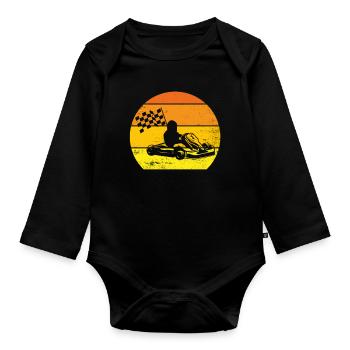Karting cadeau original sport auto kart course - Body Bébé bio manches longues - noir - Devant