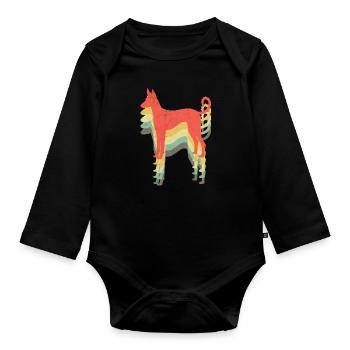 Oeuvre vintage de chien espagnol Podenco - Body Bébé bio manches longues - noir - Devant