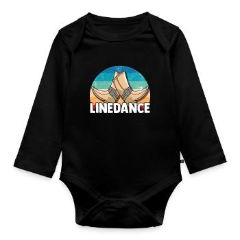 Linedance musique country western danse sport - Body Bébé bio manches longues - noir - Devant
