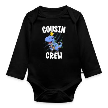 Cousin Crew Shirt für Kinder Weihnachten T Rex - Baby Bio-Langarm-Body - Schwarz - Vorne