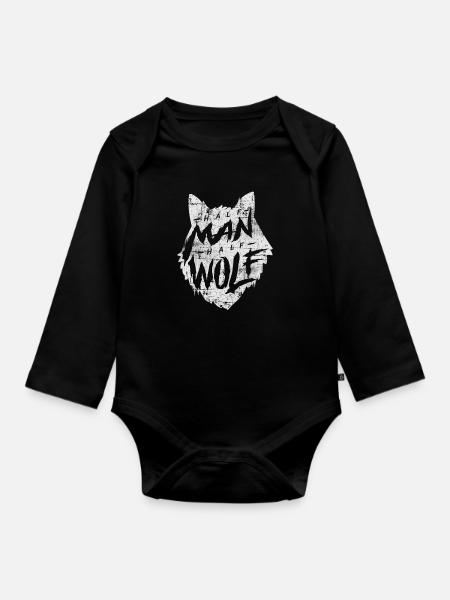 Wolf - Baby Bio-Langarm-Body - Schwarz