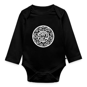 Carpe Diem - Baby Bio-Langarm-Body - Schwarz - Vorne