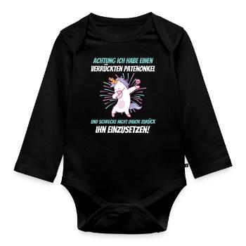 Geschenk Patenkind Shirt von Patenonkel Taufpate - Baby Bio-Langarm-Body - Schwarz - Vorne