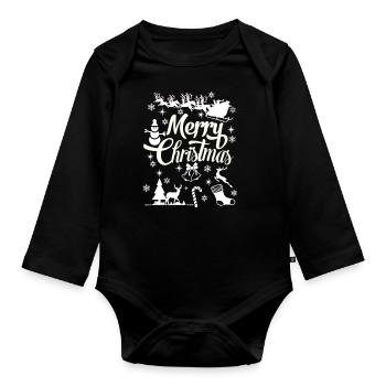Joyeux Noël, Joyeux Noël, Joyeux Noël - Body Bébé bio manches longues - noir - Devant
