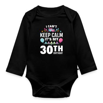 30e anniversaire - Body Bébé bio manches longues - noir - Devant