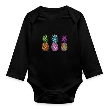 Pineapple - Organic Longsleeve Baby Bodysuit - black - Front