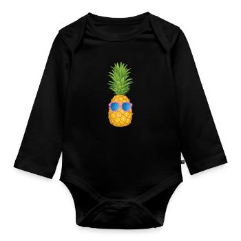 Pineapple - Organic Longsleeve Baby Bodysuit - black - Front