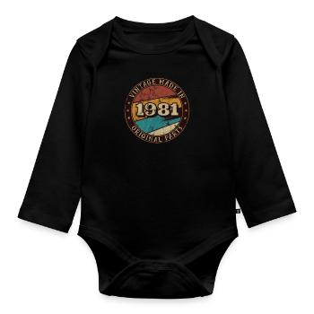 1981 Geburtstag Vintage Geschenkidee - Baby Bio-Langarm-Body - Schwarz - Vorne