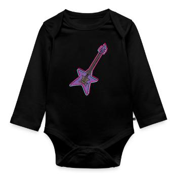 Conception de guitare électrique rock pour les amateurs de musique rock - Body Bébé bio manches longues - noir - Devant