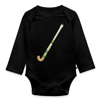 Hockey stick field hockey - Organic Longsleeve Baby Bodysuit - black - Front
