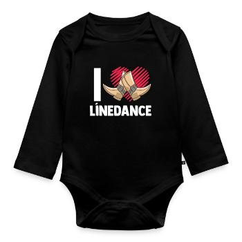 Linedance musique country western danse sport - Body Bébé bio manches longues - noir - Devant