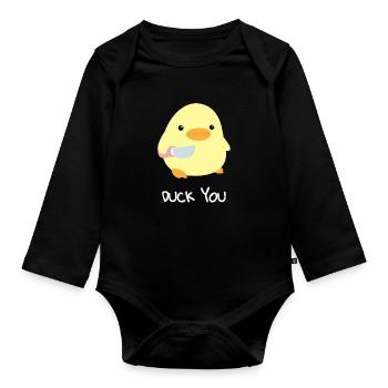 Duck you duck with knife meme funny saying - Organic Longsleeve Baby Bodysuit - black - Front
