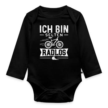 Ich Bin Selten Radlos - Fahrrad - Baby Bio-Langarm-Body - Schwarz - Vorne