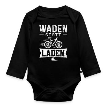 Waden Statt Laden - Fahrrad - Baby Bio-Langarm-Body - Schwarz - Vorne