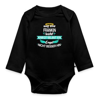 Franken Franke Fränkin Fränkisch Engel Spruch - Baby Bio-Langarm-Body - Schwarz - Vorne
