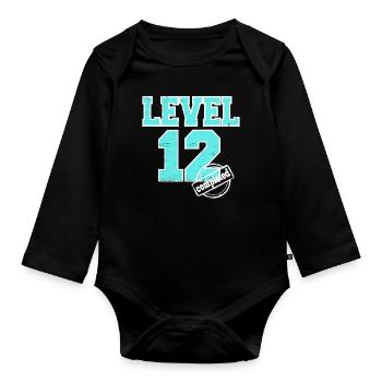 Level 12 completed 12th Birthday Born 2013 - Organic Longsleeve Baby Bodysuit - black - Front