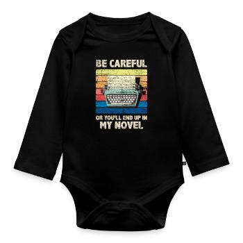 Author retro typewriter - Organic Longsleeve Baby Bodysuit - black - Front