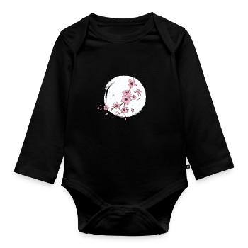 Kirschblüte Mond - Baby Bio-Langarm-Body - Schwarz - Vorne