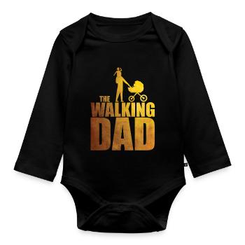 The walking dad - Organic Longsleeve Baby Bodysuit - black - Front