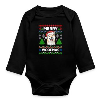 Merry Woofmas Ugly Sweater Shiba Inu - Body Bébé bio manches longues - noir - Devant