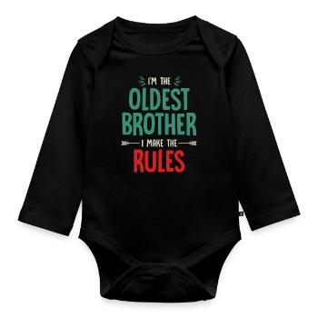 Siblings, oldest siblings, middle child - Organic Longsleeve Baby Bodysuit - black - Front