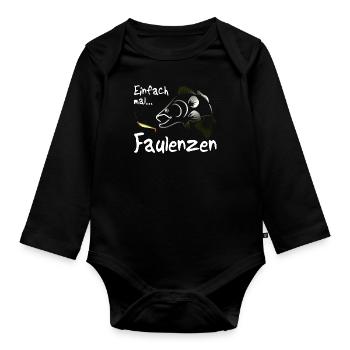 Zander Angeln - Baby Bio-Langarm-Body - Schwarz - Vorne