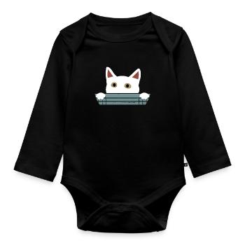 Cat Kitten Meow Pet Cat Retro Cat - Organic Longsleeve Baby Bodysuit - black - Front