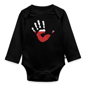 Pologne drapeau empreinte de la main maison identité Polska - Body Bébé bio manches longues - noir - Devant