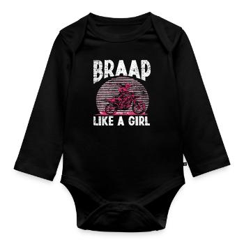 Filles de motocross - Body Bébé bio manches longues - noir - Devant