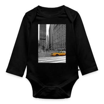 NYC Yellow Cabs Trinity Place - Organic Longsleeve Baby Bodysuit - black - Front