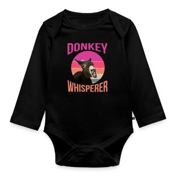 Esel, Esel Esel Liebe, Lustiger Esel - Baby Bio-Langarm-Body - Schwarz - Vorne