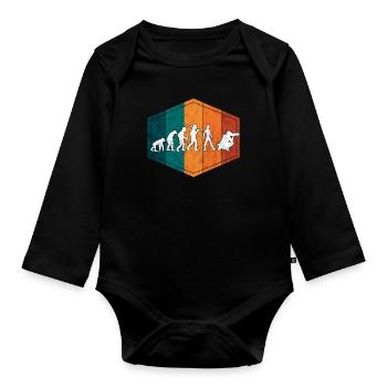 Photographer evolution photography retro - Organic Longsleeve Baby Bodysuit - black - Front