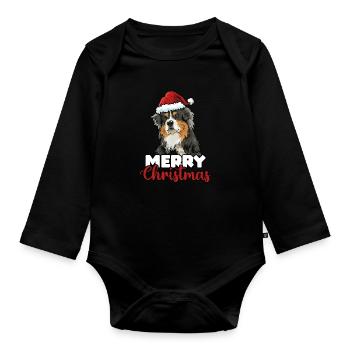 Merry Christmas Australian Shepherd cadeau chiens - Body Bébé bio manches longues - noir - Devant