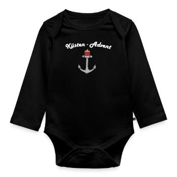 Weihnachten Advent Anker mit Kerze - Baby Bio-Langarm-Body - Schwarz - Vorne