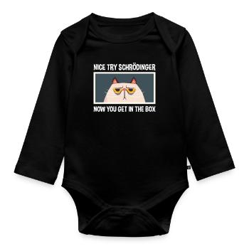 Netter Versuch Schrödinger Physik Physiker - Baby Bio-Langarm-Body - Schwarz - Vorne