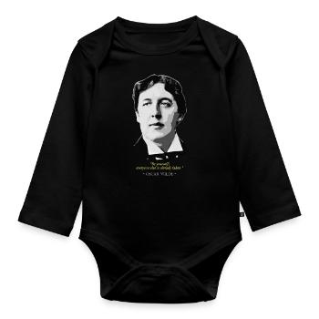 Oscar Wilde Quote - Organic Longsleeve Baby Bodysuit - black - Front
