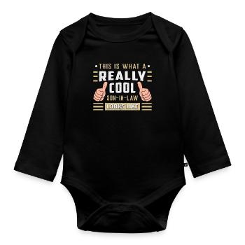 Gendre Meilleur fils Famille Idée cadeau - Body Bébé bio manches longues - noir - Devant