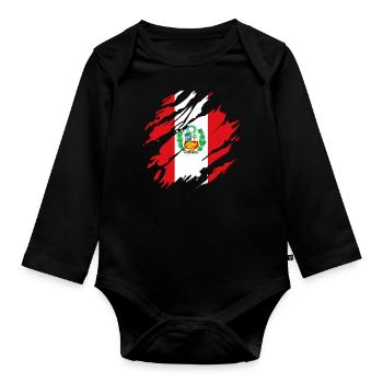 Peru flag South America Cusco Peruvian flag - Organic Longsleeve Baby Bodysuit - black - Front