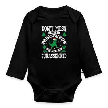 PapaSaurus Jurasskicked Papa Saurus Papa Père - Body Bébé bio manches longues - noir - Devant