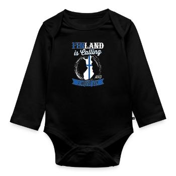 La Finlande appelle et je dois y aller - Body Bébé bio manches longues - noir - Devant