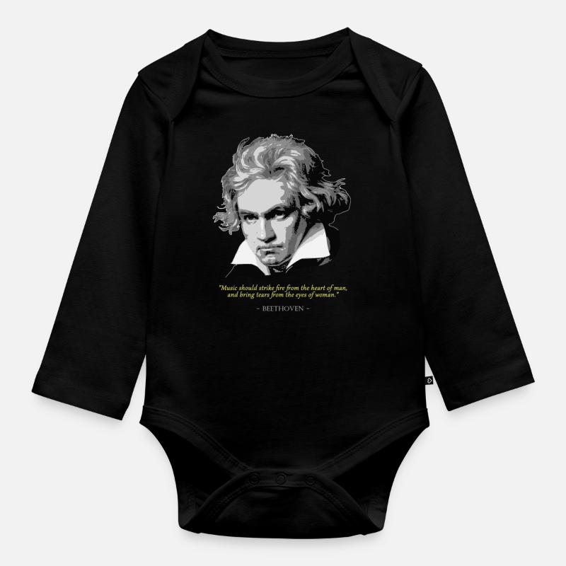 Beethoven Citation - Body Bébé bio manches longues - noir