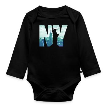 New York City Liberty Graphic - Organic Longsleeve Baby Bodysuit - black - Front