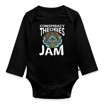 Conspiracy theory conspiracy theory Flat Earth - Organic Longsleeve Baby Bodysuit - black - Front
