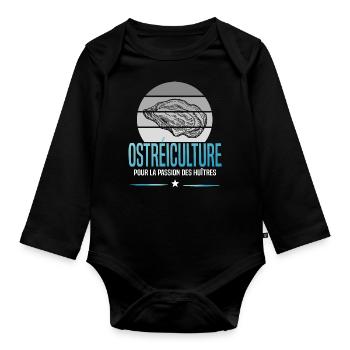 L'ostréiculture pour la passion de l'huître - Body Bébé bio manches longues - noir - Devant