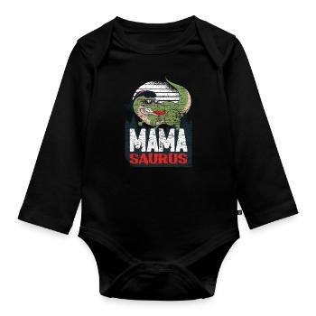 Dinosaure Mamasaurus Mama Saurus - Body Bébé bio manches longues - noir - Devant