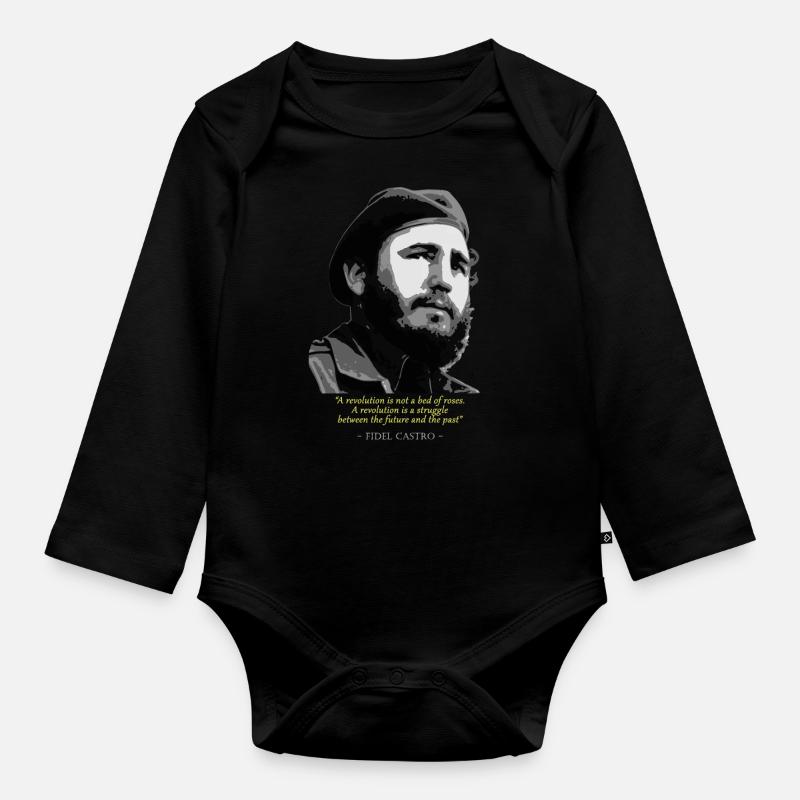Fidel Castro Citation - Body Bébé bio manches longues - noir